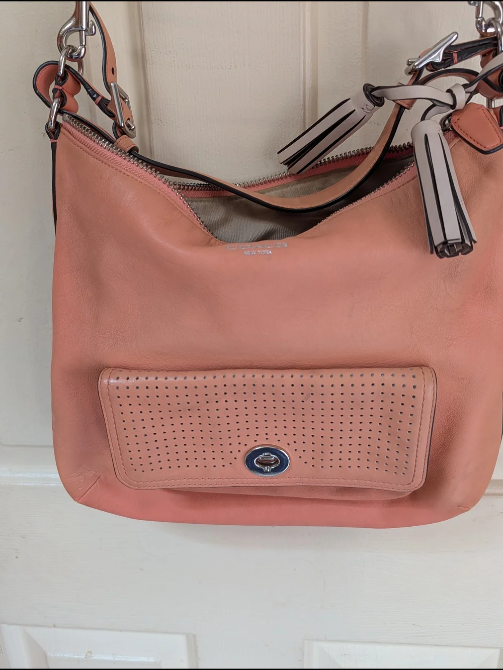 Coach Legacy Leather Courtenay Soft Coral Crossbody Or Shoulder Bag